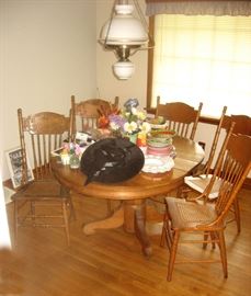 Oak pedestal base table