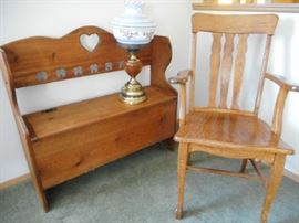 BENCH, LAMP & CHAIR
