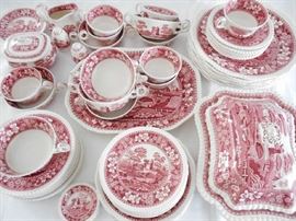 RED & WHITE SPODE CHINA SET