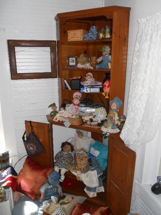 Vintage Corner Cabinet, Dolls & Toys