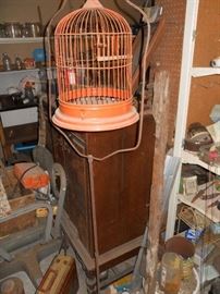 Antique Bird Cage and Stand, Early Radio