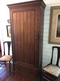 Single door walnut Armoire closet 