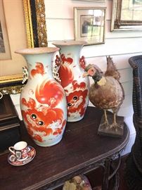 Very old Chinese foo dog vases