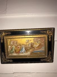 Framed art on all walls 

Antique oil paintings 
