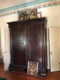 Beautiful 6 foot wide 
Almost 8 feet tall 
Mahogany armoire. 