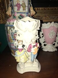 dancing lovers porcelain figural vase; old paris