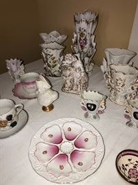 Figural Porcelain and botanical