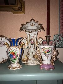 Floral Fan Porcelain vases; spill vases