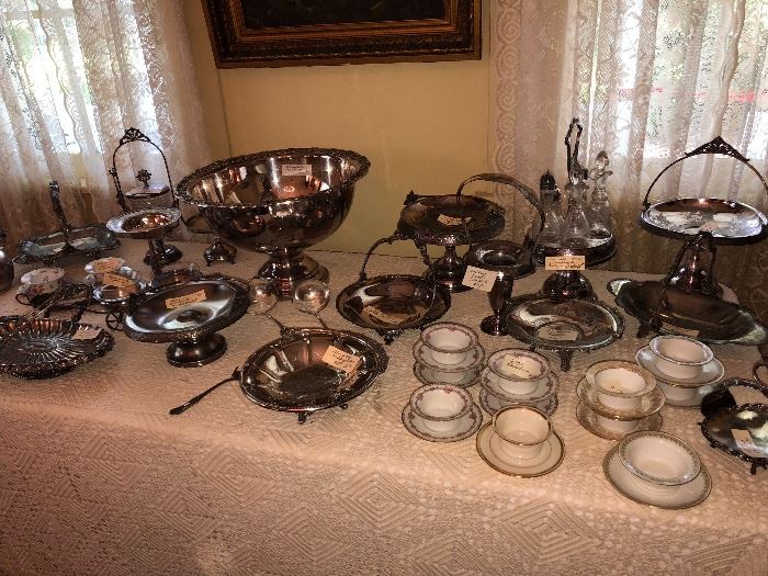 Silver plate decorative dining pieces