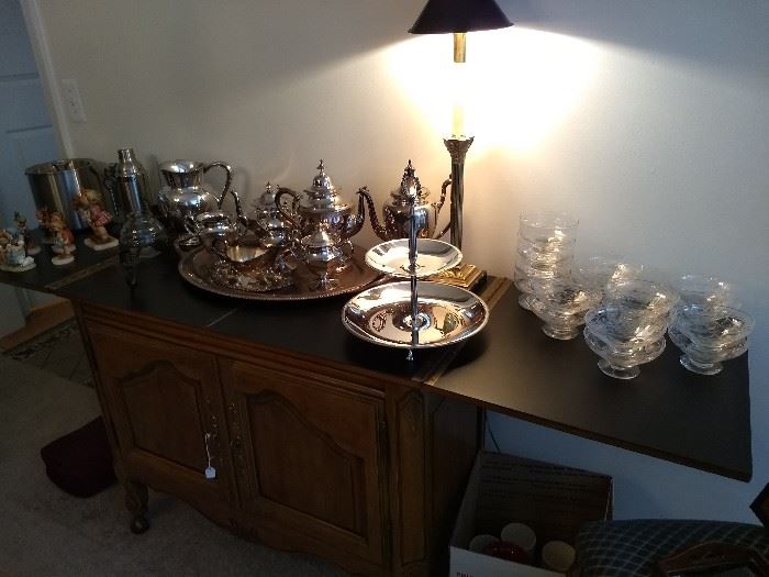 Hummel Figurines & Plated Tea Set
