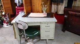 Light green metal desk 