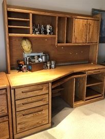 Oak Desk w Hutch x 2