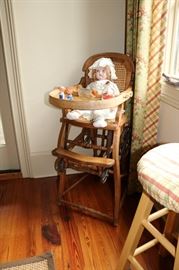 ANTIQUE CHICHESTER CONVERTIBLE HIGH CHAIR AND STROLLER