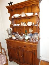 ANTIQUE BUFFET CHINA CABINET WITH TONS OF LITTLE NIC NACS 