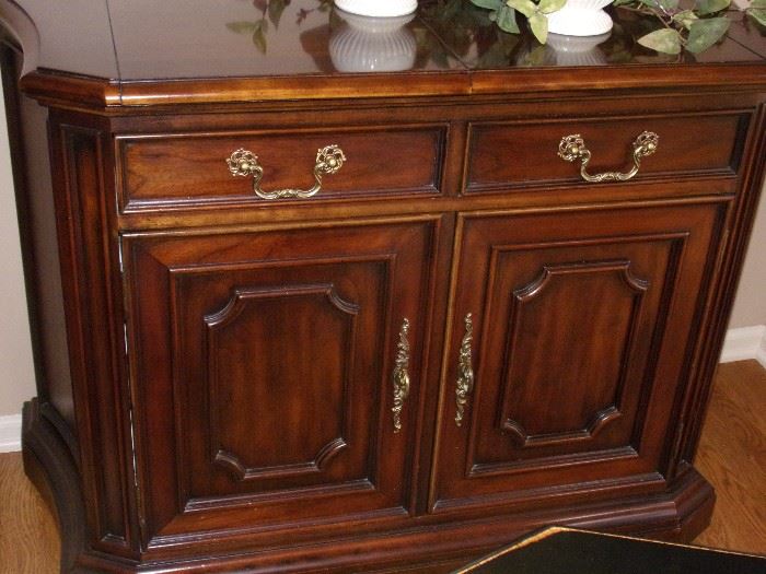 Italian Provincial Buffet made by Century. Top unfolds to expand surface area.