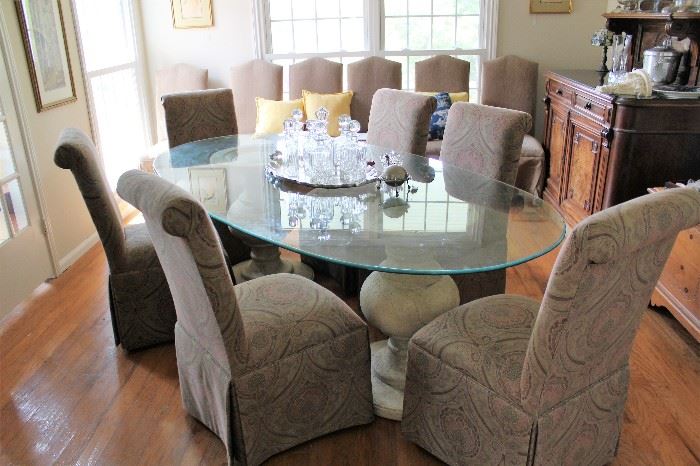 furniture glass oval table and chairs