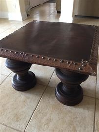UNUSUAL VINTAGE BRAZILIAN WOOD AND COPPER COCKTAIL TABLE