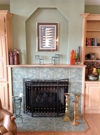 Fire Place Screen, Candle Sticks, Etc...