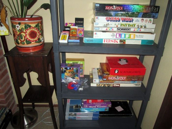 Living Room: Games-Monopoly-Sorry-Pay Day, Clock, Plant Stand, Plant, Cranium,