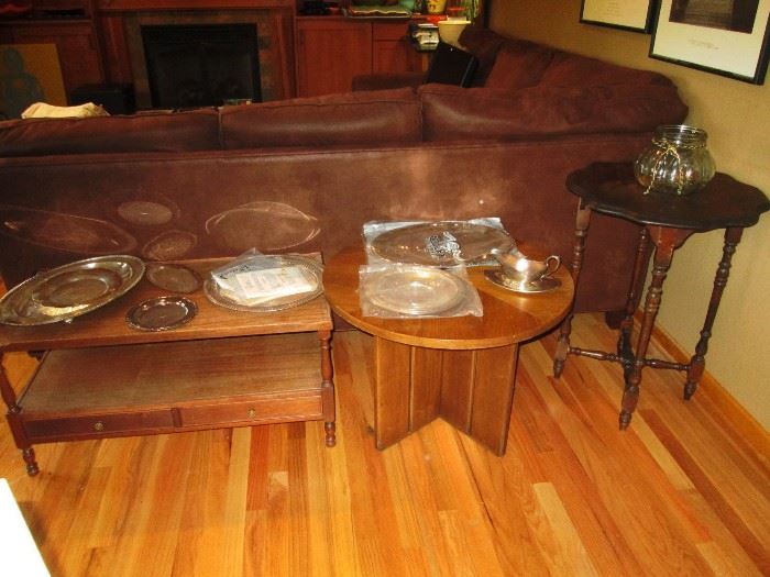 Family Room: Coffee Table, Tables, Silver Plate Platter