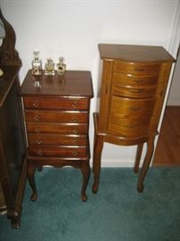 pair of upright jewelry chests 