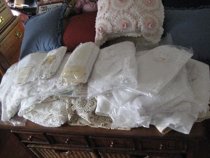 Doily, Lace, table runners, pad covers and more. 