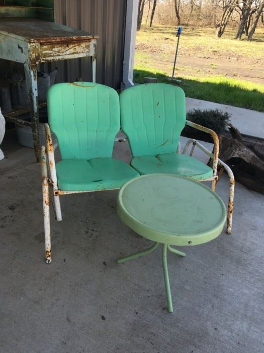 Vintage glider and table. 