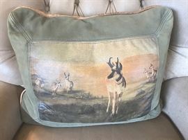 SCREEN PRINTED  LEATHER THROW PILLOW