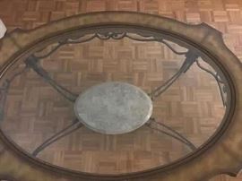 THOMASVILLE GLASS IRON AND STONE TABLE