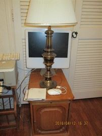 MONITOR  END TABLE AND LAMP