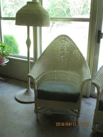WICKER CHAIR AND LAMP
