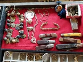 Vintage Athletic Charms, 14kt Asian Style Bracelet, Sterling Silver Necklaces & Pendant's, Barlow & Buck Pocket Knives 