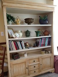 Buying and Design Florence yellow wood hutch, cookbooks, accessories