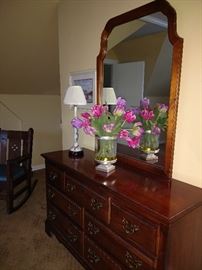 chest, mirror, lamp, floral