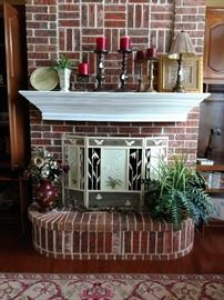 Silk plant, floral arrangement, assorted candles/holders, decor