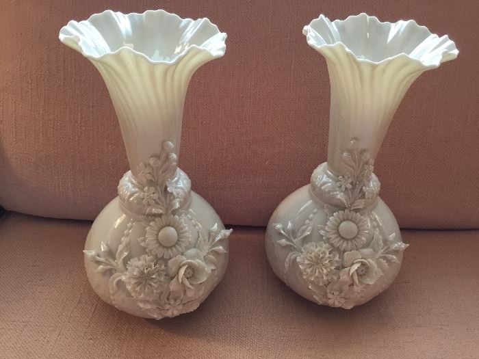 Pair of early Belleek vases 