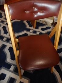Brown Leather Tufted Side Chairs (4)