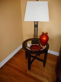 Pottery Barn Beveled Glass Occasional Table. Pottery Barn Table Lamp