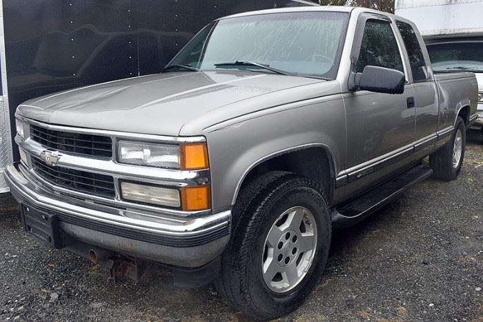 At 8PM: 1998 Chevrolet Silverado 1500 4x4 Pickup Truck | 170,941 Miles; Silver Exterior/Blue Cloth Interior; Power Windows, Mirrors, Locks; Remote Keyless Entry; AM/FM Stereo with CD, and much more. VIN: 2GCEK19RXW1183704