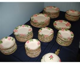 Desert Rose plates and bowl, mostly older back stamps. Vast, vast majority are made in the USA, with various Franciscan back stamps. 