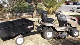 Craftsman tractor lawn mower, with the card and some other grass catching accessories