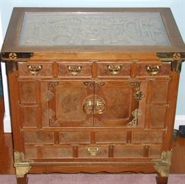 Asian small glass top table