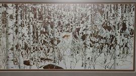 Bev Dolittle "Wilderness Encounter"  framed matted print.  Hidden images beyond the red fox focal point. 