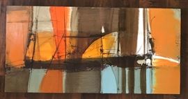 Midcentury original oil on board abstract