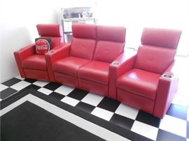 Custom Made Theater Seats - Coca Cola Red Leather 