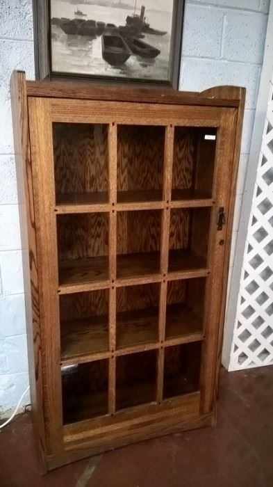 Mission style quality bookcase with a good art deco look, other cabinets and curios to be offered. 