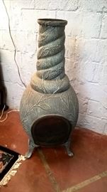 Outdoor burn pot for your patio to be sold, heavy metal and a connection for your gas or propane hookup.