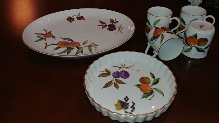 English platter, dish, and matching cups