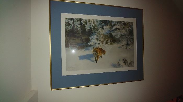 Signed print of fox in winter