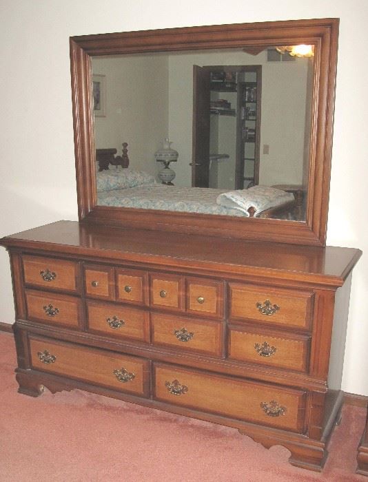 Bassett long dresser with mirror,